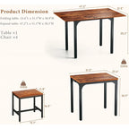 Extendable Kitchen Table Chairs Set of 4,  Compact Kitchen Table and 4 Stools Small Space,