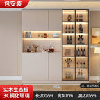 Modern Pine Sideboard Cabinet with Glass Doors