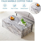 Coffee Table, Modern Faux Marble Living Room Table in Grey, Apartment