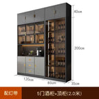 Luxury Wooden Wine Display Cabinet with Tempered Glass Doors & 5-Tier Storage