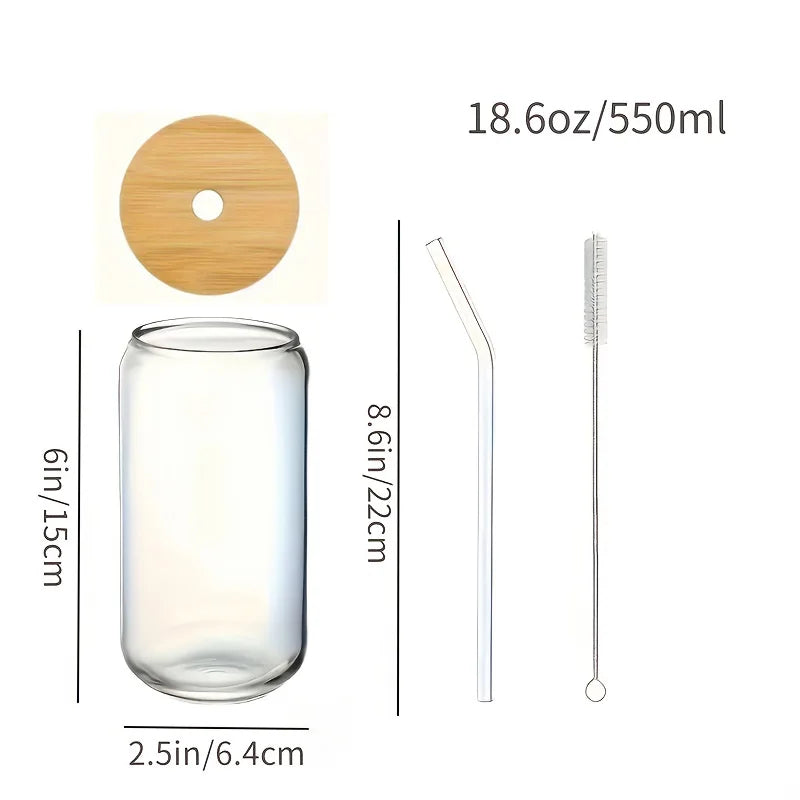 Coastal Glass Tumbler Collection with Bamboo Lids & Glass Straws