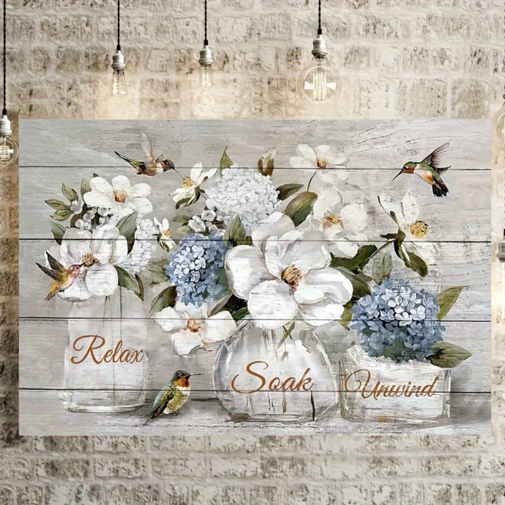 Haven Ridge White Blossom & Hummingbird Framed Canvas Wall Art