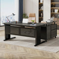 L-Shaped Executive Desk with File Cabinet & Storage