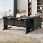 L-Shaped Executive Desk with File Cabinet & Storage