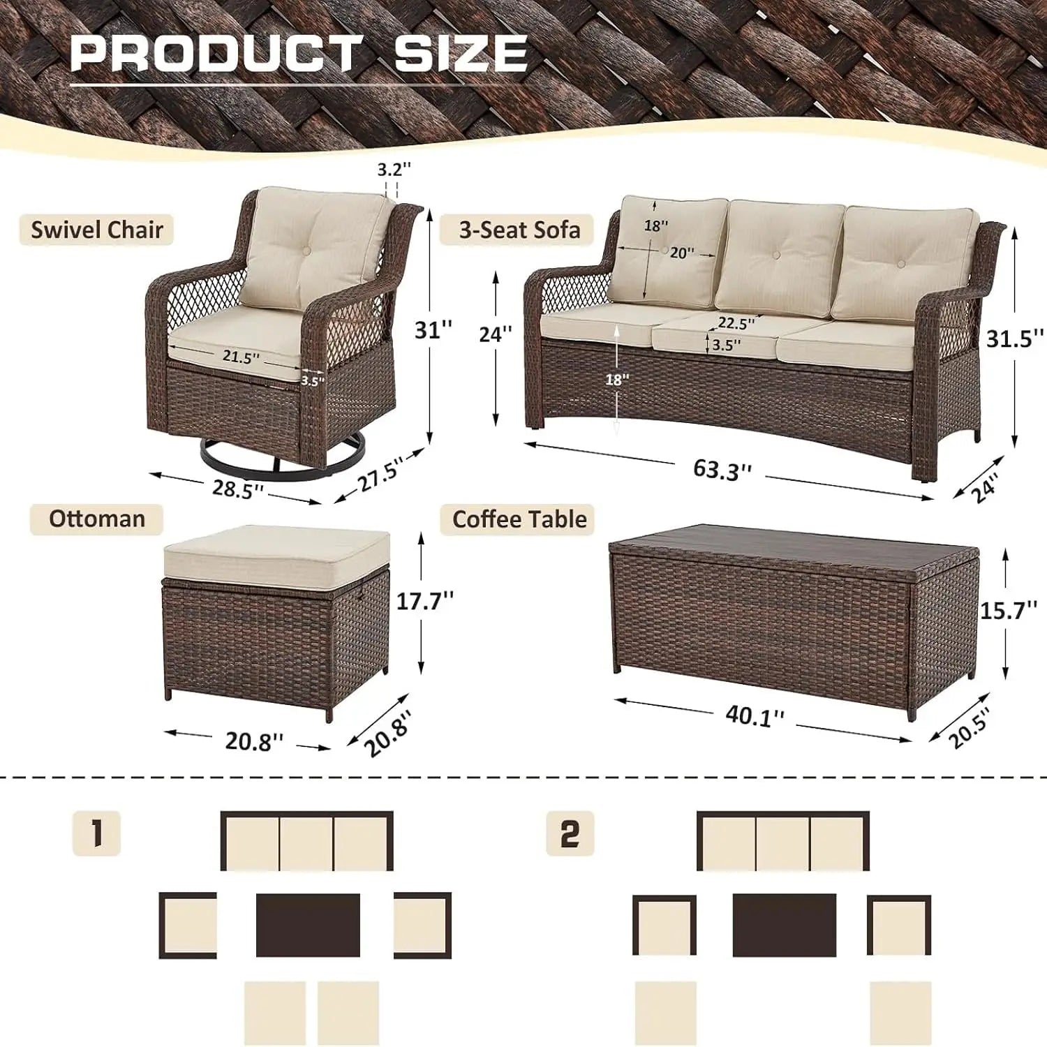 Harbor Pointe 6-Piece Swivel Patio Conversation Set