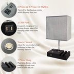 LumiHaven Touch Control Bedside Lamp with USB Charging Ports