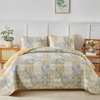 Haven Meadow Boho Floral Quilt Set – 3 Piece