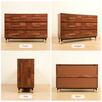 Walnut Modern Wood Dresser – 6 Drawer Storage Cabinet