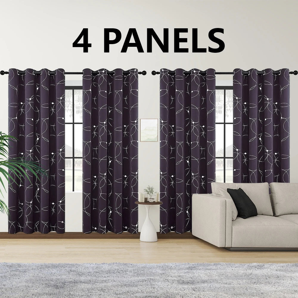 LunaShield Blackout Thermal Foil Grommet Curtain Panels – 4 Piece Set