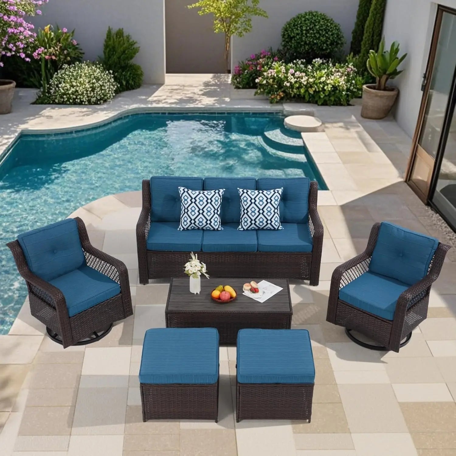 Harbor Pointe 6-Piece Swivel Patio Conversation Set