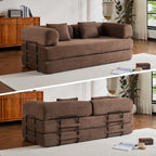 79" Folding Convertible Sofa Bed, Oversized Corduroy Futon Floor Couch, Boneless Loveseat for Small Spaces, Living Room, Bedroom