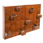 Vintage 64-Drawer Pine Wood Storage Cabinet