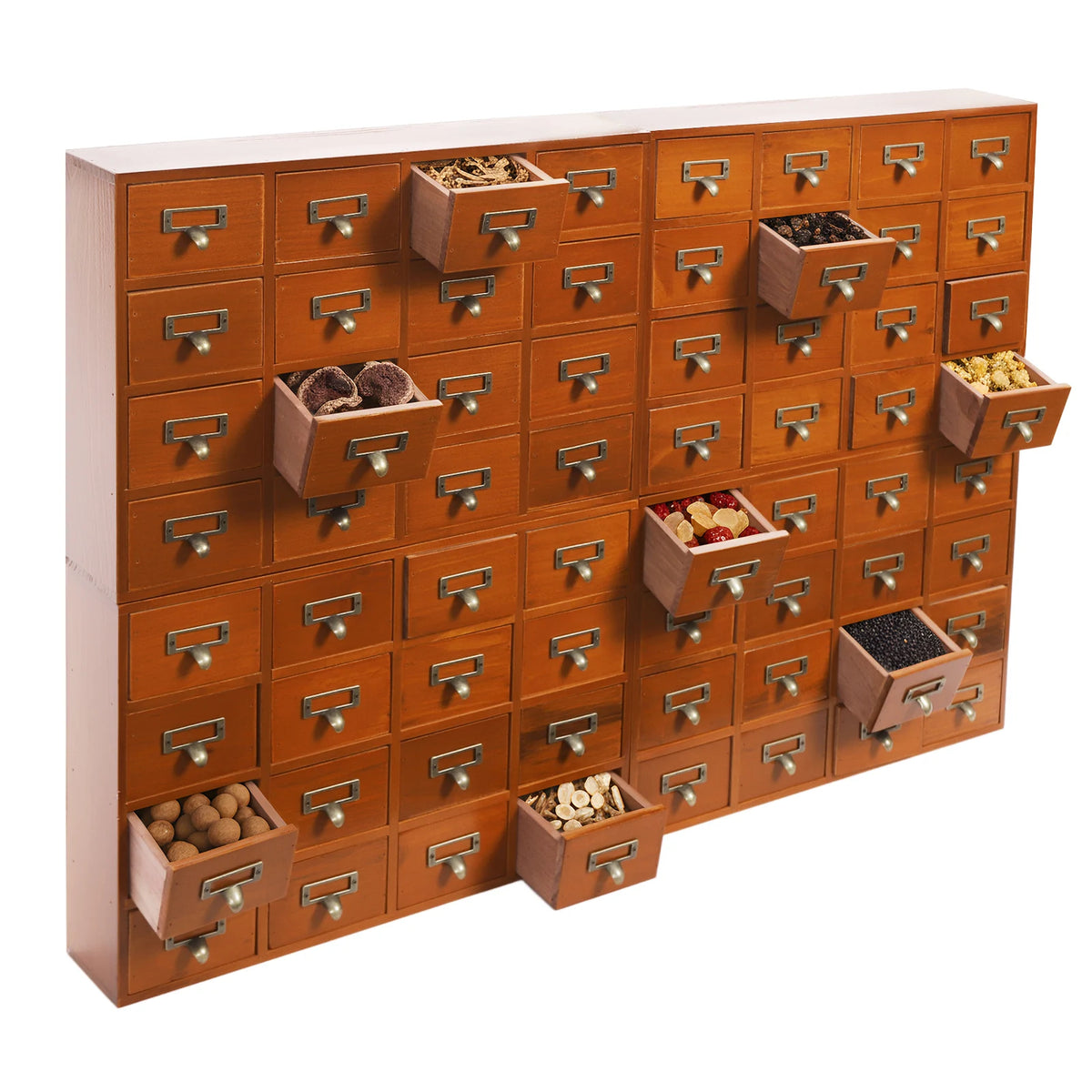 Vintage 64-Drawer Pine Wood Storage Cabinet