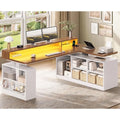 Summit Pro 63" L-Shaped Electric Standing Desk with LED Lights & Storage