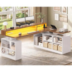 Summit Pro 63" L-Shaped Electric Standing Desk with LED Lights & Storage