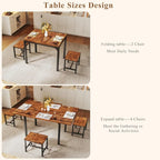 Extendable Kitchen Table Chairs Set of 4,  Compact Kitchen Table and 4 Stools Small Space,
