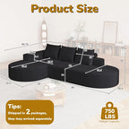 109" Modern Modular Curved L-Shaped Sofa, Chenille Upholstered Sectional Boneless Couch Set with 3 Pillows,Free, Customized