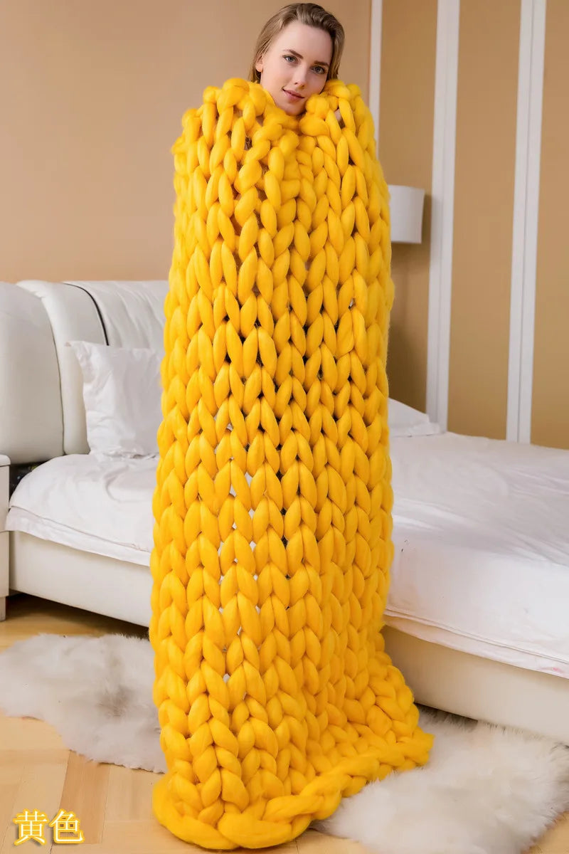 Everwood Chunky Knit Wool Throw Blanket