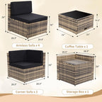 Aspen Ridge 8-Piece Outdoor Wicker Patio Sectional Set