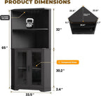Black Corner Bar Cabinet with LED Lights & Glass Storage