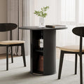 31.5" Round Dining Table for 2-4, Modern Farmhouse Kitchen Table with 2-Tier Storage Shelf, Small Wooden Circle Dining, Custom