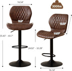 Bar Stools Set of 4, Modern Swivel Counter Height Barstools for Kitchen Island Chairs, Adjustable Fabric Bar Stools with Back