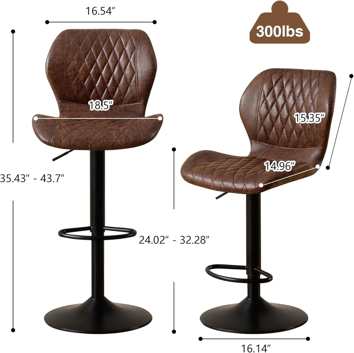 Bar Stools Set of 4, Modern Swivel Counter Height Barstools for Kitchen Island Chairs, Adjustable Fabric Bar Stools with Back