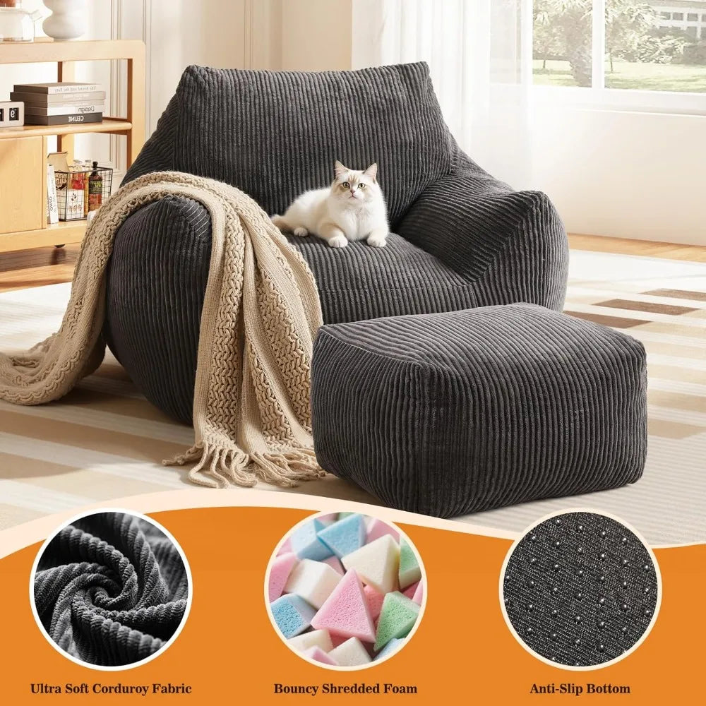 CloudLounge Bean Bag Chair with Ottoman