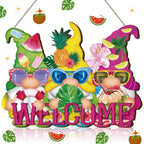 Welcome Wood Door Hanger 12 Inch Large Wooden Flower Sign, Inspirational Wall Porch Art, Summer Fall Front Door Wreath, Indoor