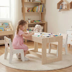 Multifunctional Kids Table & 2 Chairs Set w/ Removable Double-sized Tabletop