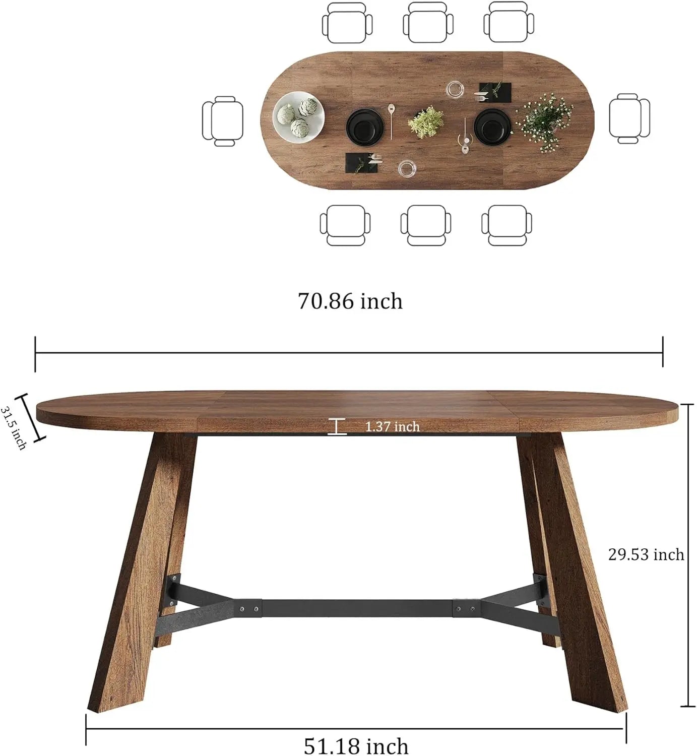 Heritage Oval Farmhouse Dining Table – Seats 6 to 8