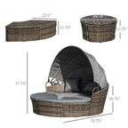 HavenHarbor Convertible Outdoor Daybed Lounge Set with Retractable Canopy