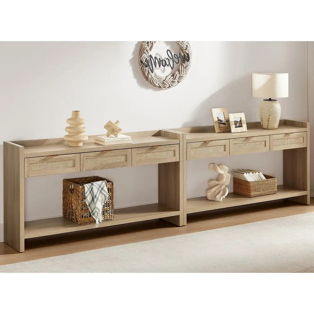 Willow Crest Rattan Console Table Set