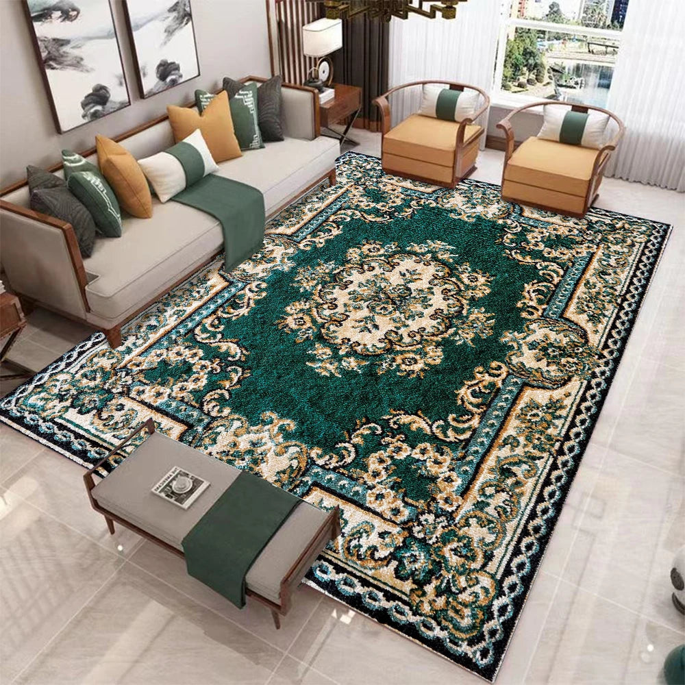 European Retro  Large Carpet for Living Room Luxury Decoration Rug Non-slip Bedroom Cloakroom Washable Soft Mat
