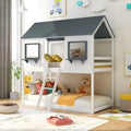 White Twin Over Twin Low House Bunk Bed