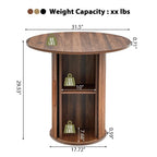 31.5" Round Dining Table for 2-4, Modern Farmhouse Kitchen Table with 2-Tier Storage Shelf, Small Wooden Circle Dining, Custom