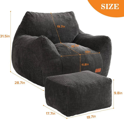 CloudLounge Bean Bag Chair with Ottoman
