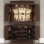 Modern Solid Oak Wine & Bar Cabinet with Glass Storage