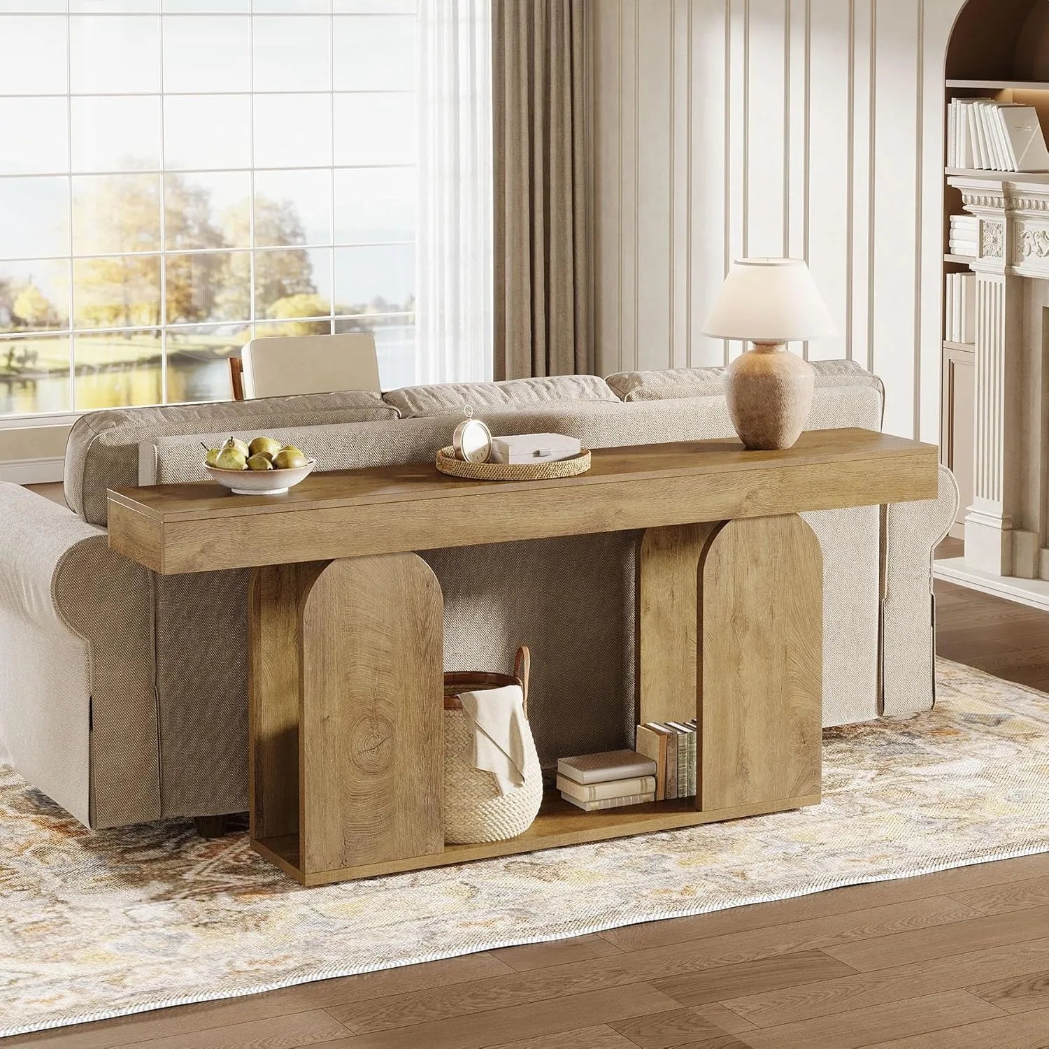 Haven Ridge Farmhouse Console Table with Storage Shelves