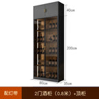Luxury Wooden Wine Display Cabinet with Tempered Glass Doors & 5-Tier Storage