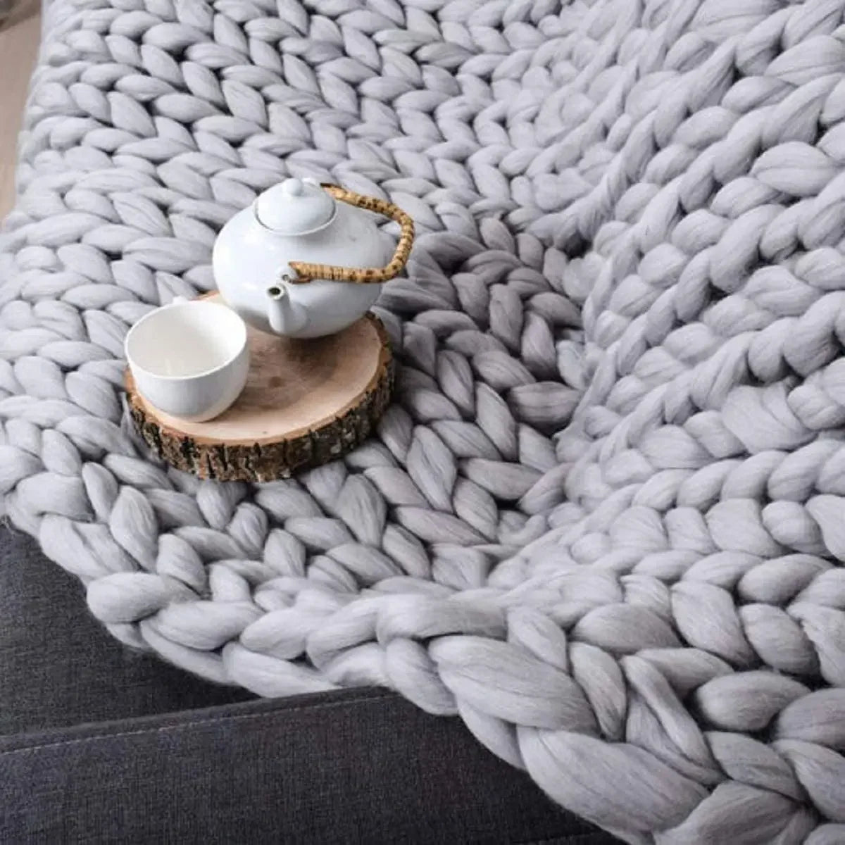 Everwood Chunky Knit Wool Throw Blanket