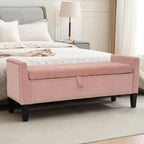 Velvet Storage Ottoman Bench, 45'' Upholstered Button Tufted End of Bed Bench, Modern Storage Bench for Bedroom,, Customized