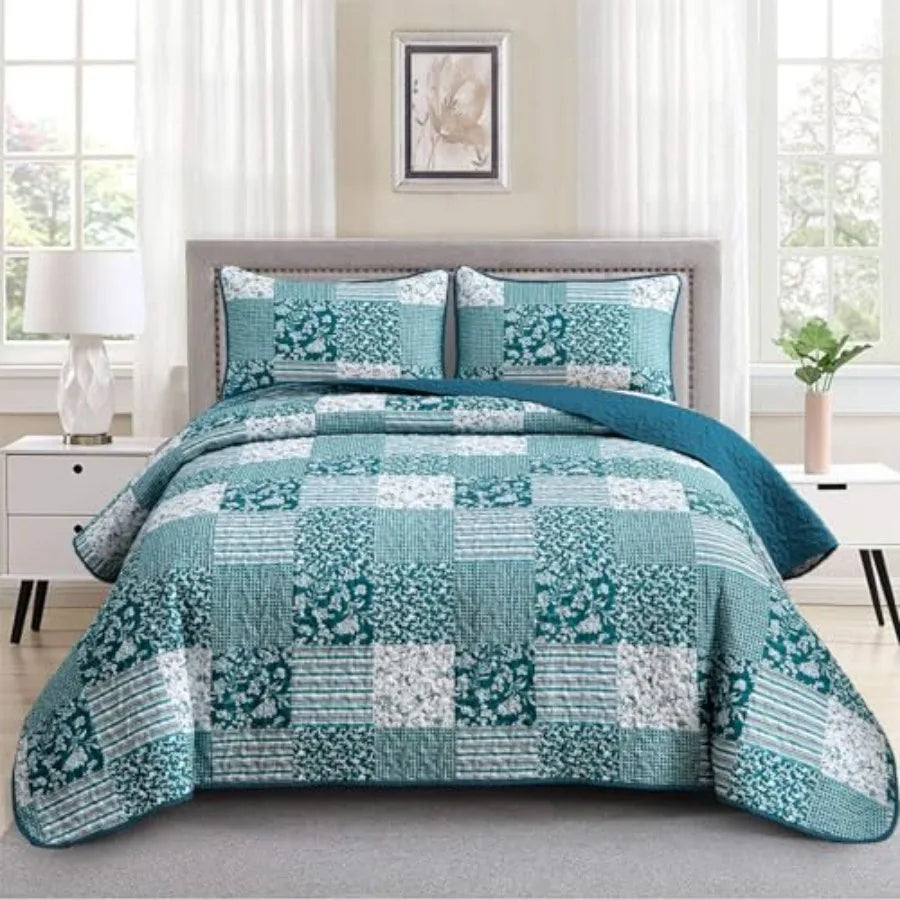 Haven Meadow Boho Floral Quilt Set – 3 Piece