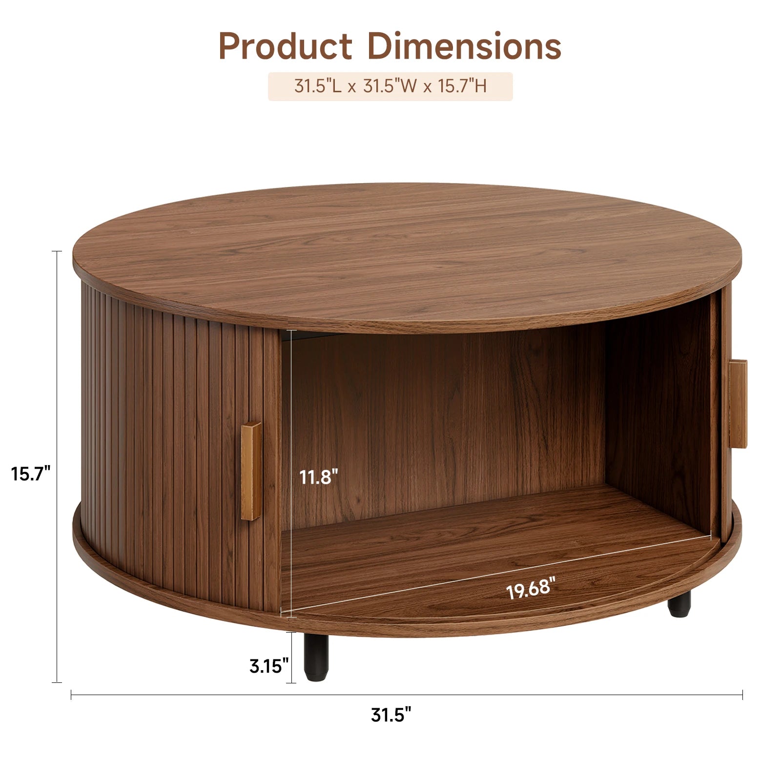 Oakridge Fluted Round Coffee Table with Hidden Storage