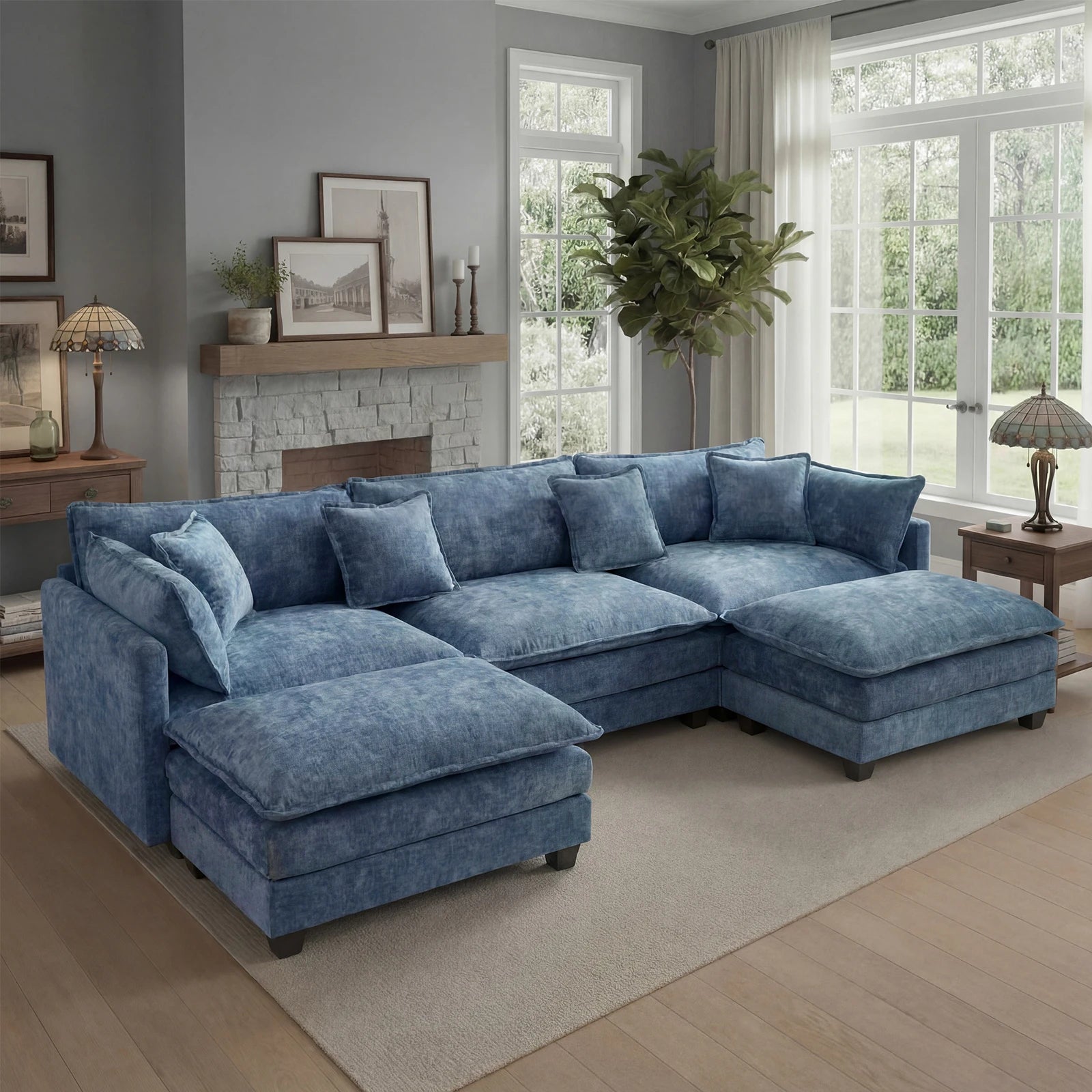 Modular Cloud Sectional Sofa with Ottoman