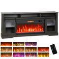 HOMCOM Fireplace TV Stand for TVs Up to 80 Inches, Modern Entertainment Center with 36" Glass Electric Fireplace & LED Lights, TV Console with Open Storage and Side Cabinets for Living Room, Black