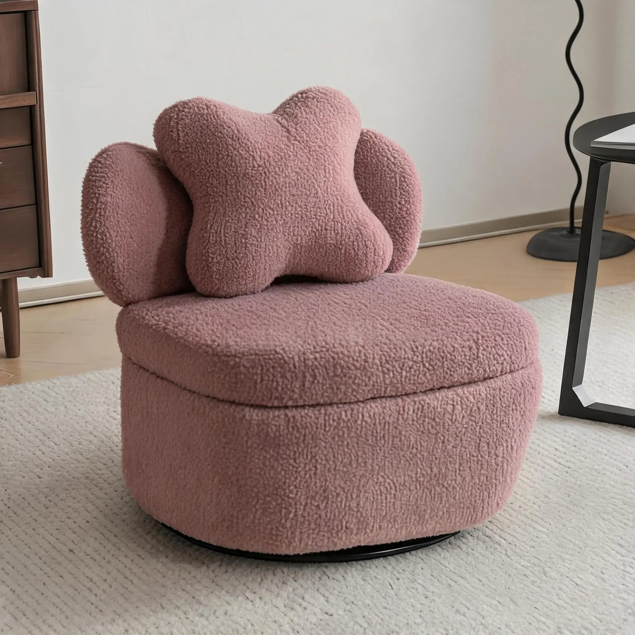 Cozy Curve Swivel Accent Chair with Hidden Storage
