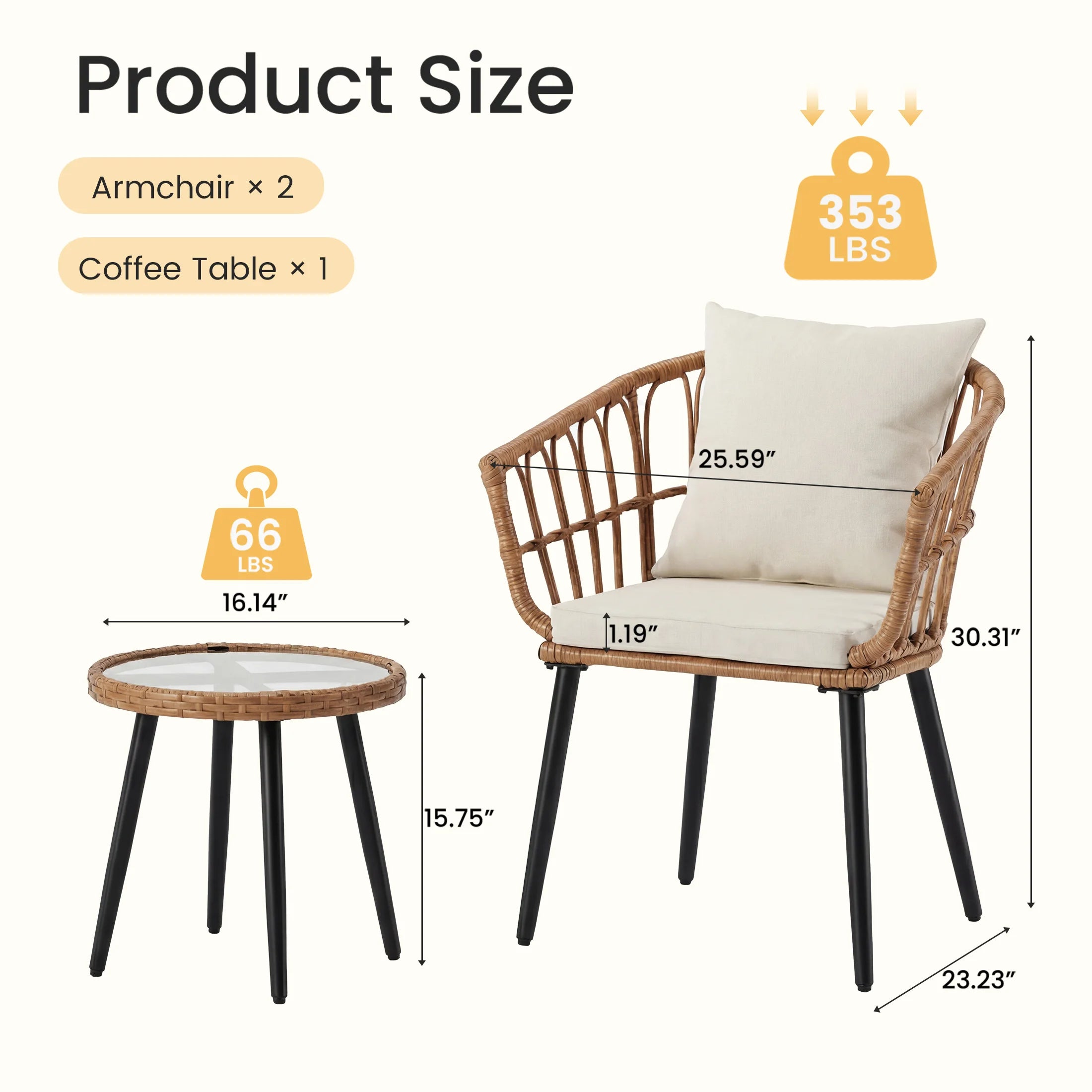 Harbor Breeze 3-Piece Wicker Bistro Patio Set