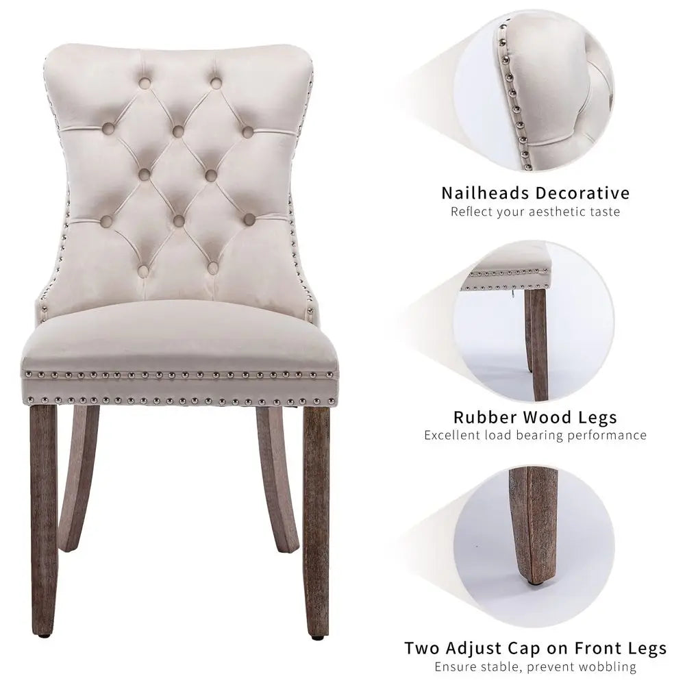 Luxe Haven Velvet Tufted Wingback Dining Chairs