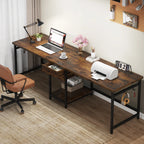 Two-Person Computer Desk with Drawers & Shelves